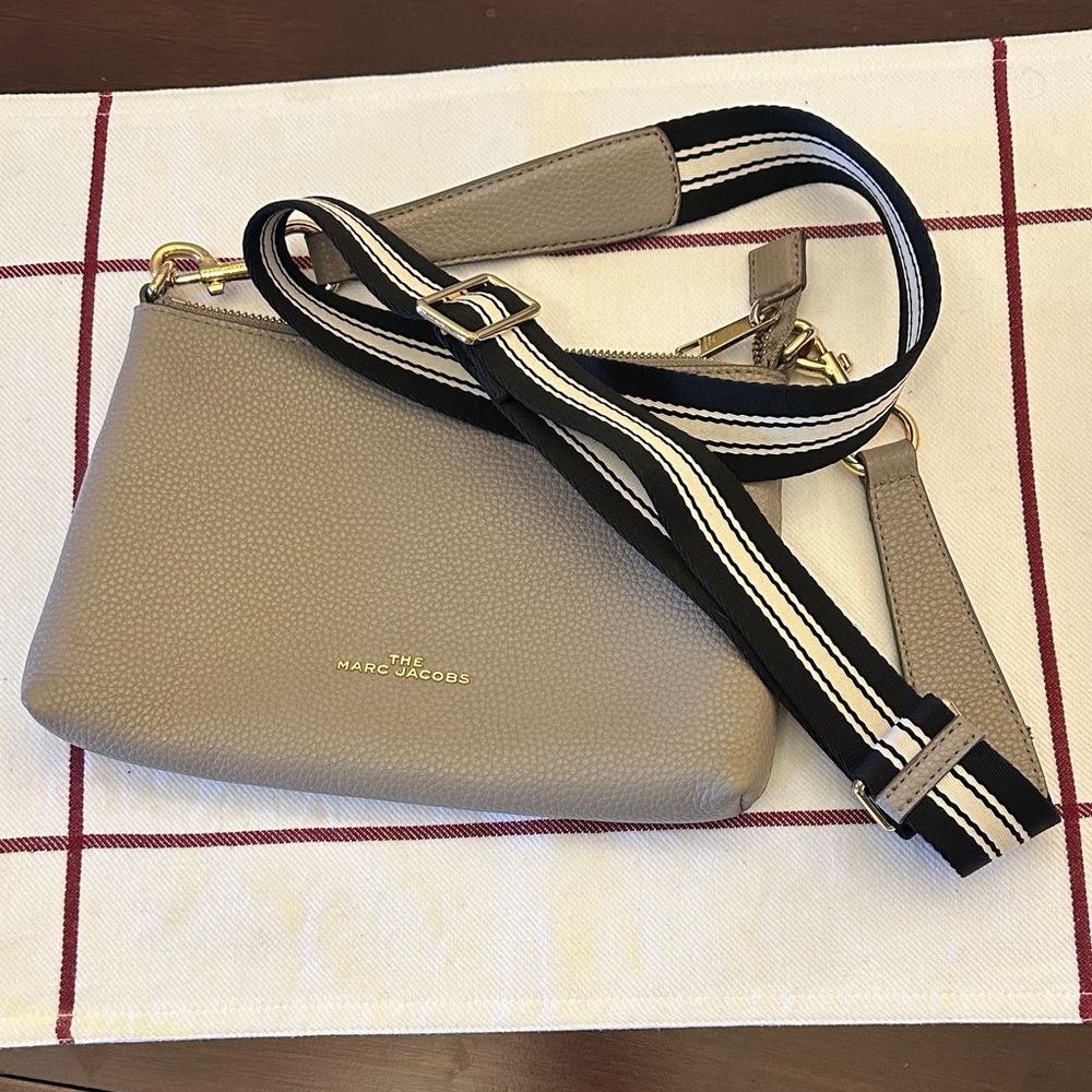Marc Jacobs Beige Crossbody Bag with Striped Strap
